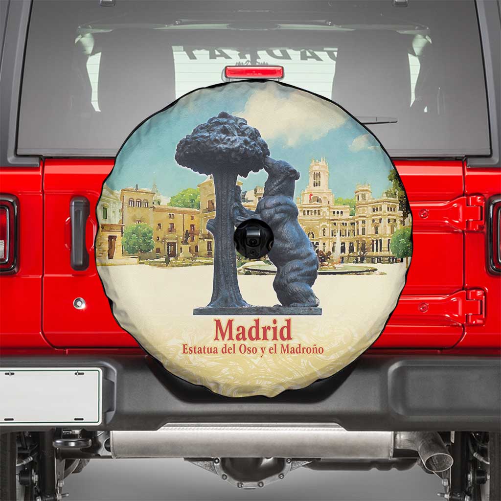 Spain El Oso y el Madrono Spare Tire Cover Madrid City Watercolor - Wonder Print Shop