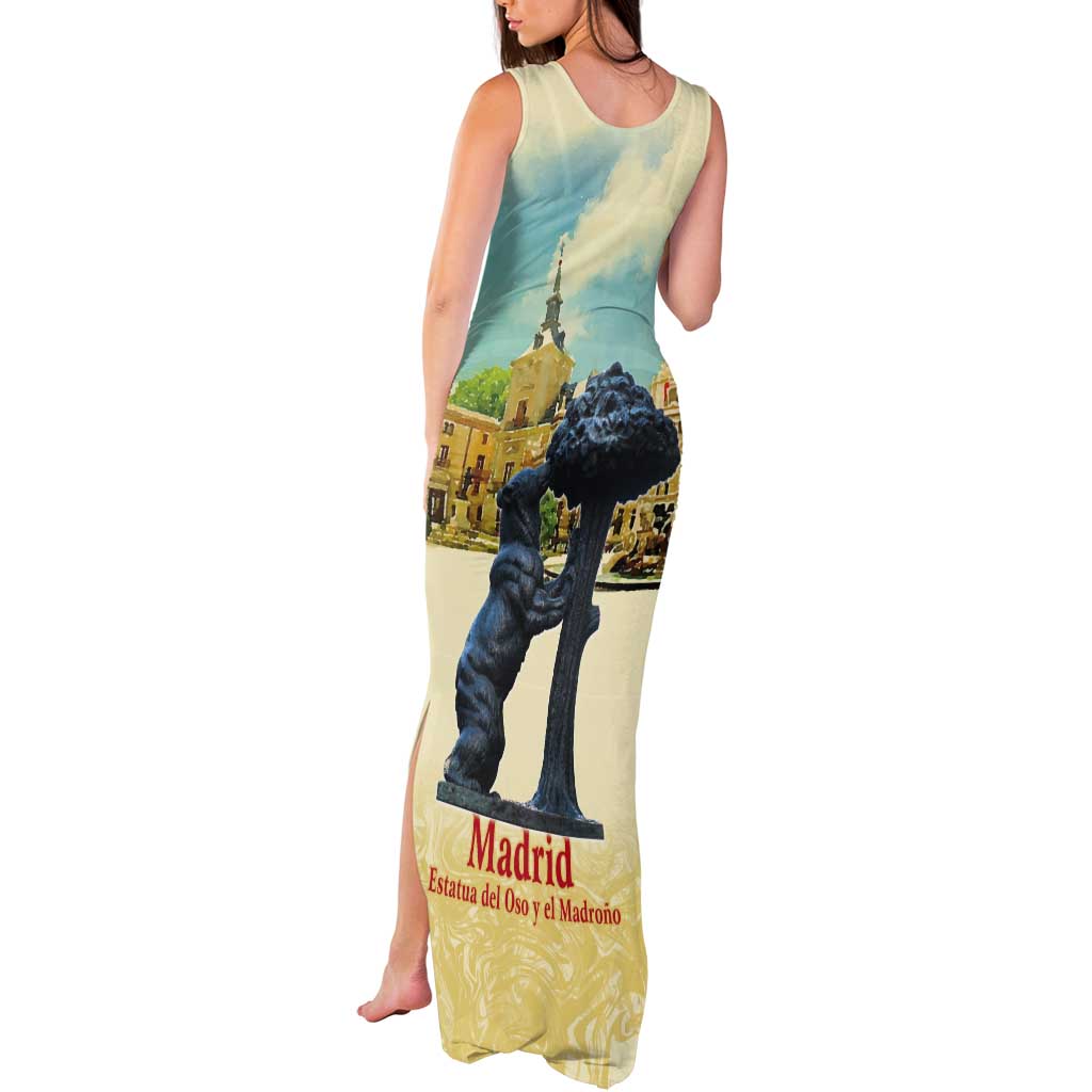 Spain El Oso y el Madrono Tank Maxi Dress Madrid City Watercolor - Wonder Print Shop