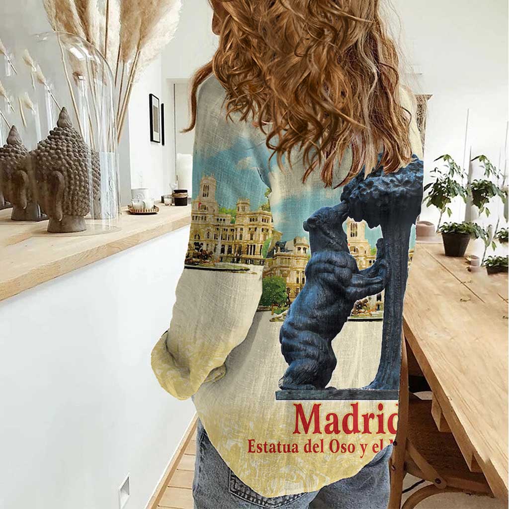 Spain El Oso y el Madrono Women Casual Shirt Madrid City Watercolor - Wonder Print Shop