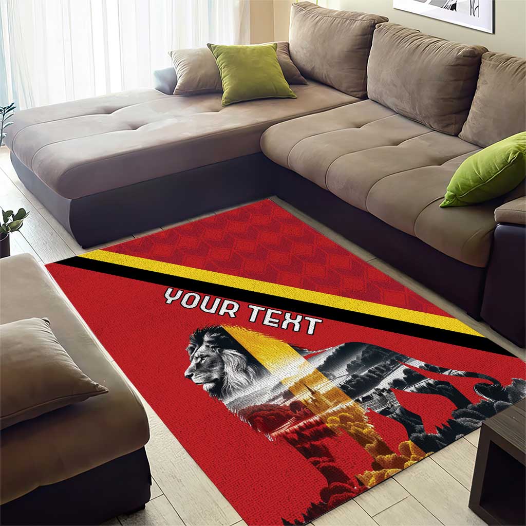 Personalized Belgium Area Rug Lion Rampant With Belgium Flag Colors - Wonder Print Shop