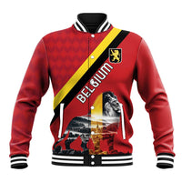 Personalized Belgium Baseball Jacket Lion Rampant With Belgium Flag Colors - Wonder Print Shop
