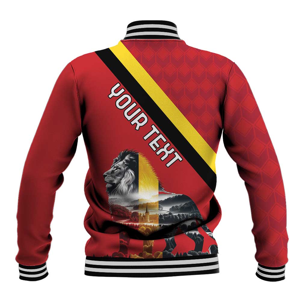 Personalized Belgium Baseball Jacket Lion Rampant With Belgium Flag Colors - Wonder Print Shop