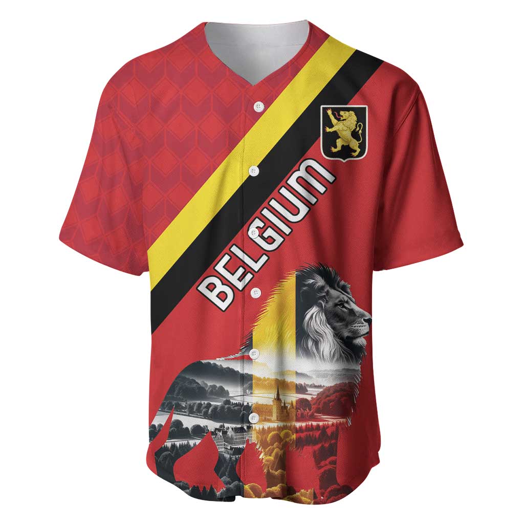 Personalized Belgium Baseball Jersey Lion Rampant With Belgium Flag Colors - Wonder Print Shop