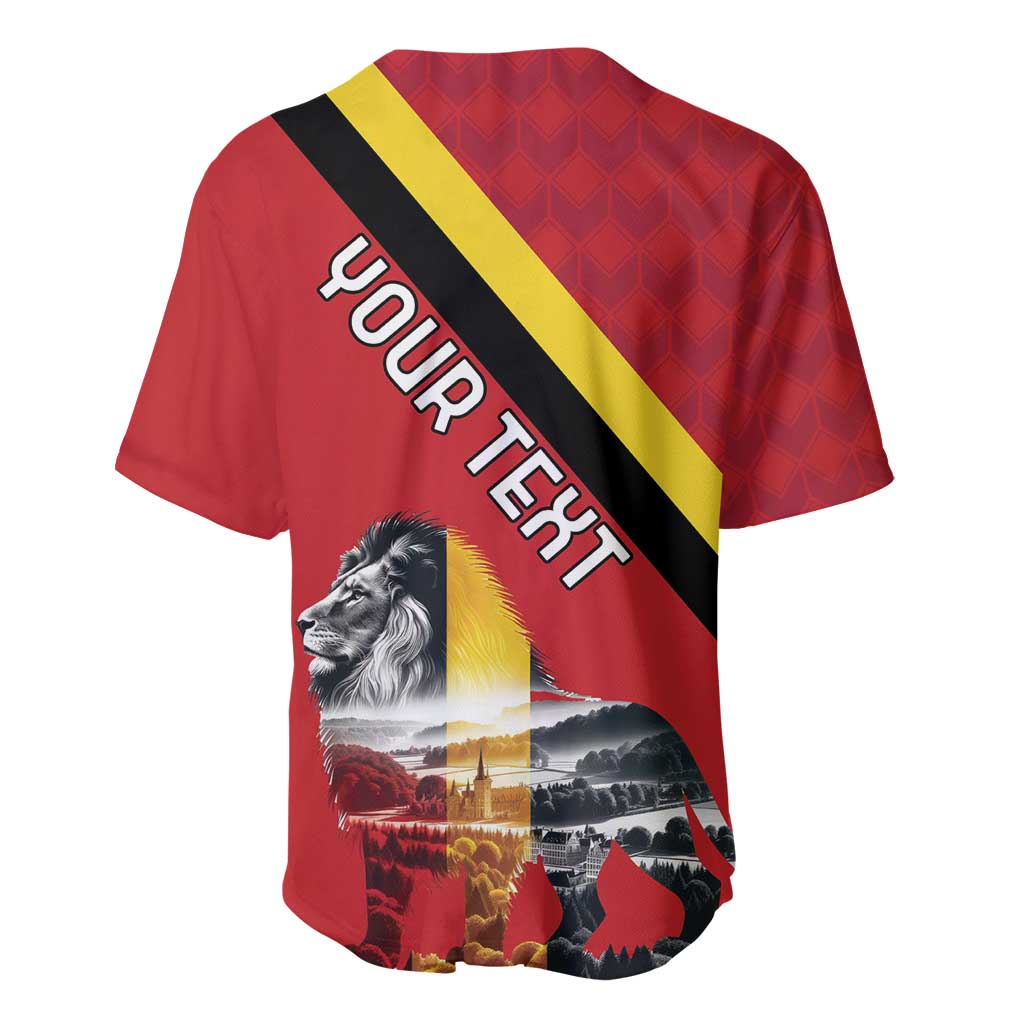 Personalized Belgium Baseball Jersey Lion Rampant With Belgium Flag Colors - Wonder Print Shop