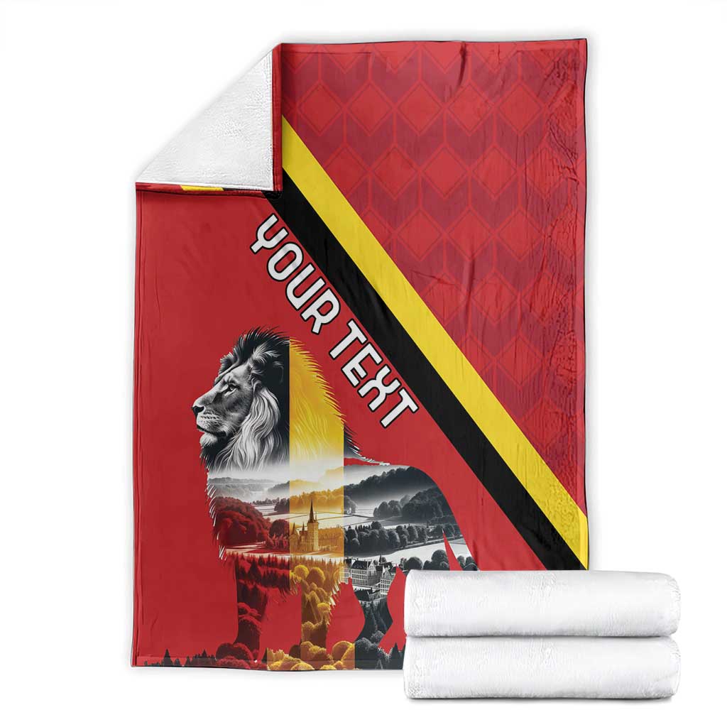 Personalized Belgium Blanket Lion Rampant With Belgium Flag Colors
