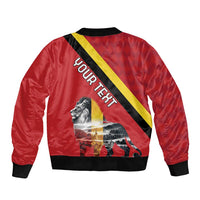Personalized Belgium Bomber Jacket Lion Rampant With Belgium Flag Colors - Wonder Print Shop