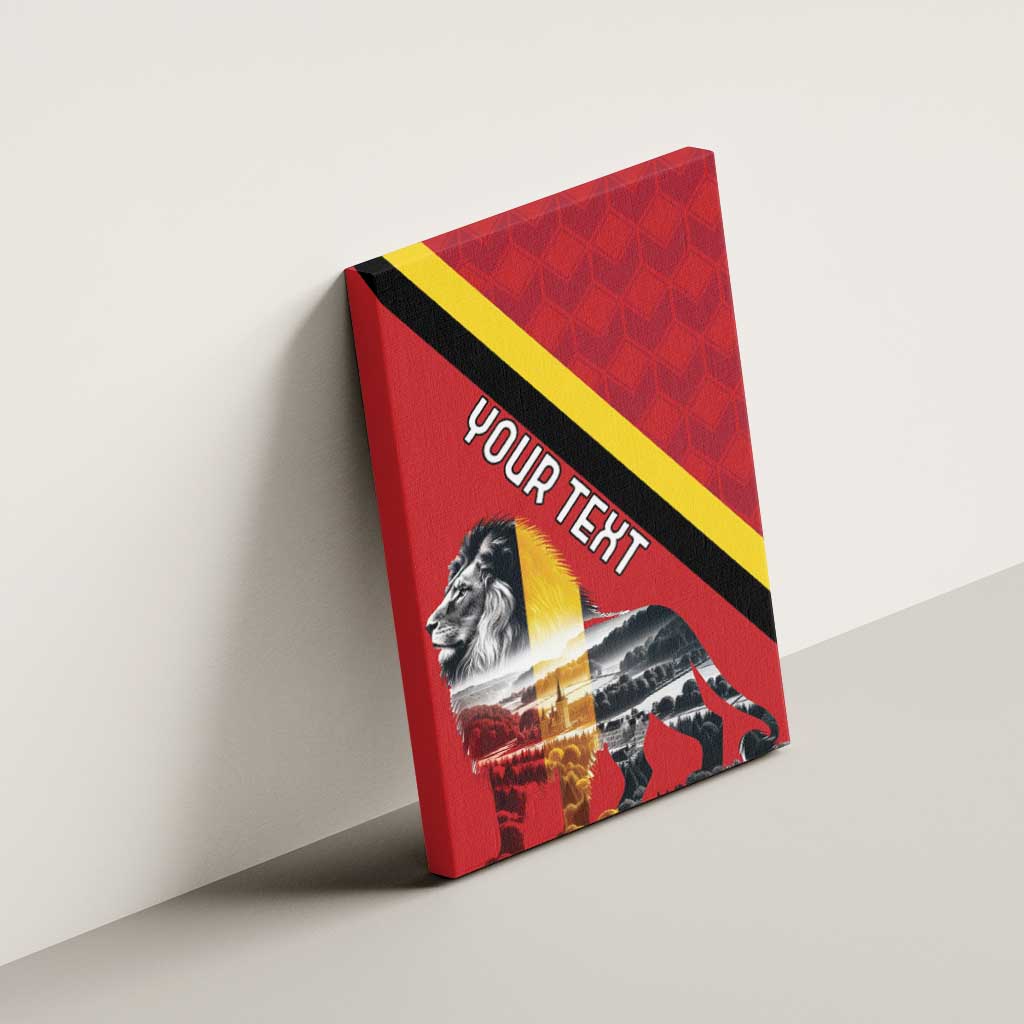 Personalized Belgium Canvas Wall Art Lion Rampant With Belgium Flag Colors - Wonder Print Shop