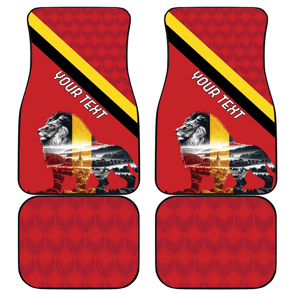 Personalized Belgium Car Mats Lion Rampant With Belgium Flag Colors - Wonder Print Shop