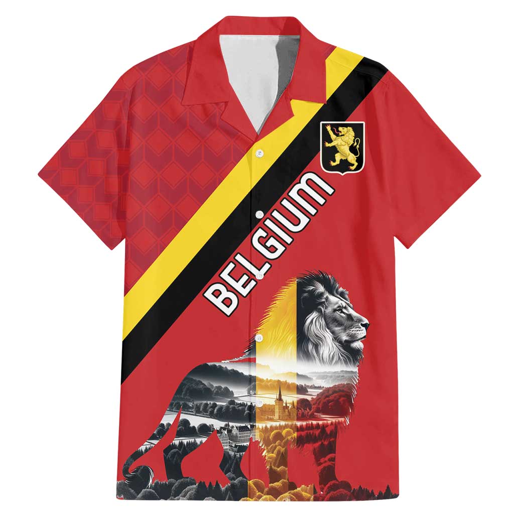 Personalized Belgium Family Matching Mermaid Dress and Hawaiian Shirt Lion Rampant With Belgium Flag Colors - Wonder Print Shop