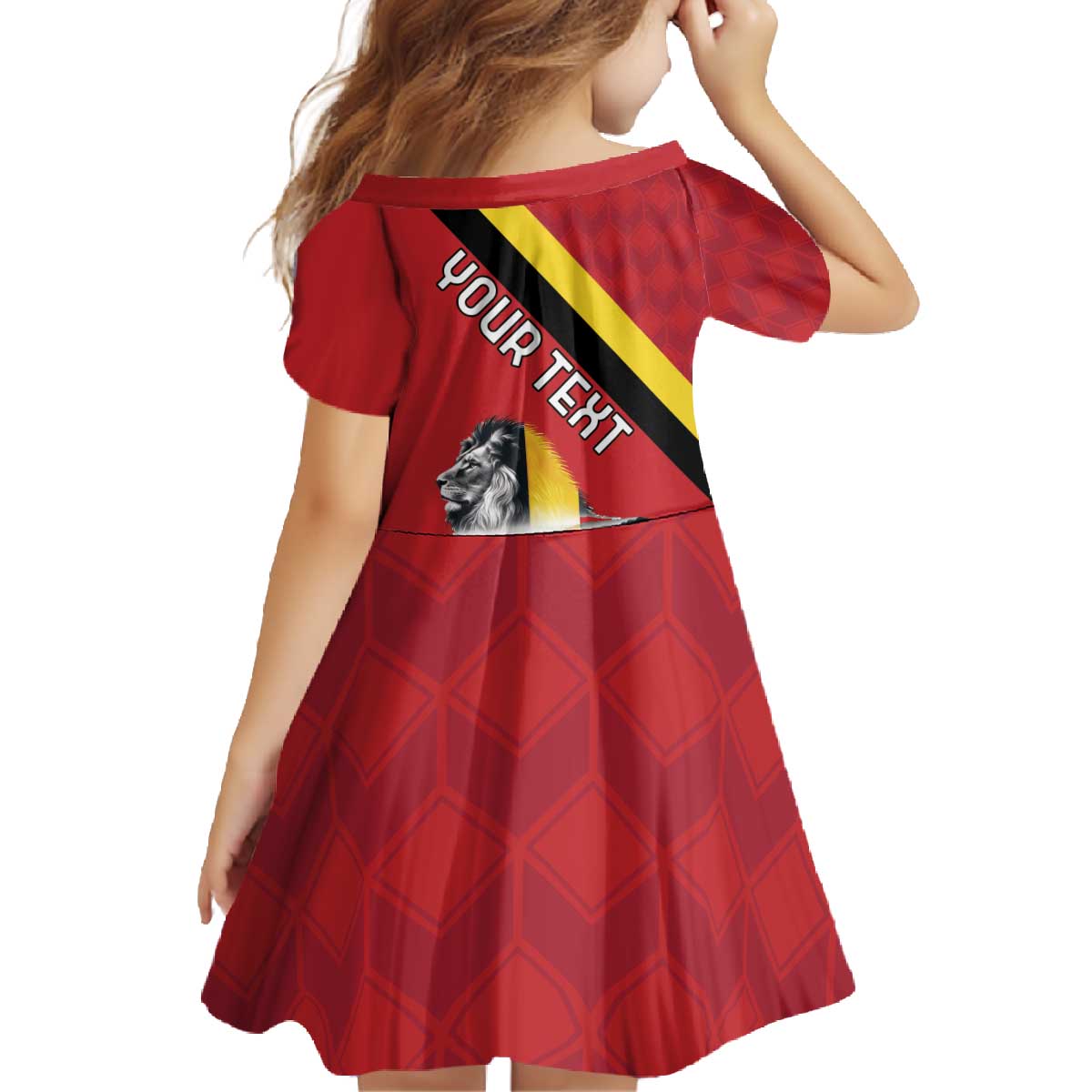 Personalized Belgium Family Matching Off The Shoulder Long Sleeve Dress and Hawaiian Shirt Lion Rampant With Belgium Flag Colors - Wonder Print Shop