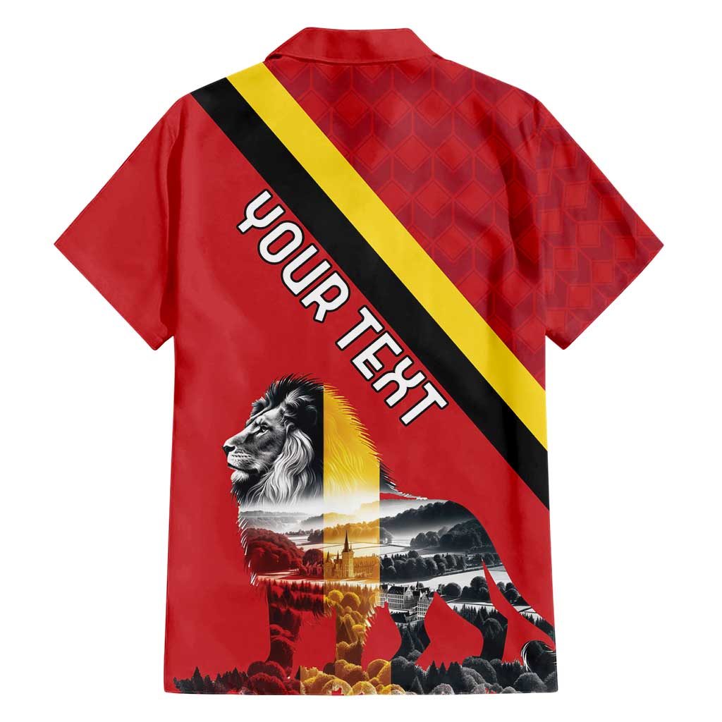 Personalized Belgium Family Matching Short Sleeve Bodycon Dress and Hawaiian Shirt Lion Rampant With Belgium Flag Colors - Wonder Print Shop