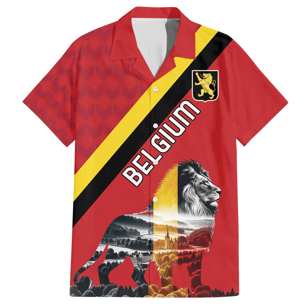 Personalized Belgium Hawaiian Shirt Lion Rampant With Belgium Flag Colors - Wonder Print Shop