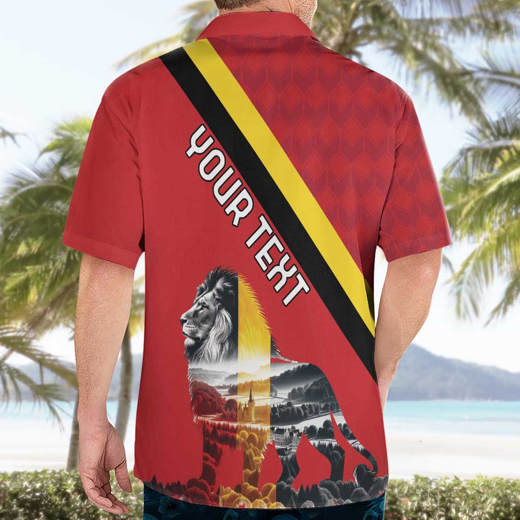 Personalized Belgium Hawaiian Shirt Lion Rampant With Belgium Flag Colors - Wonder Print Shop
