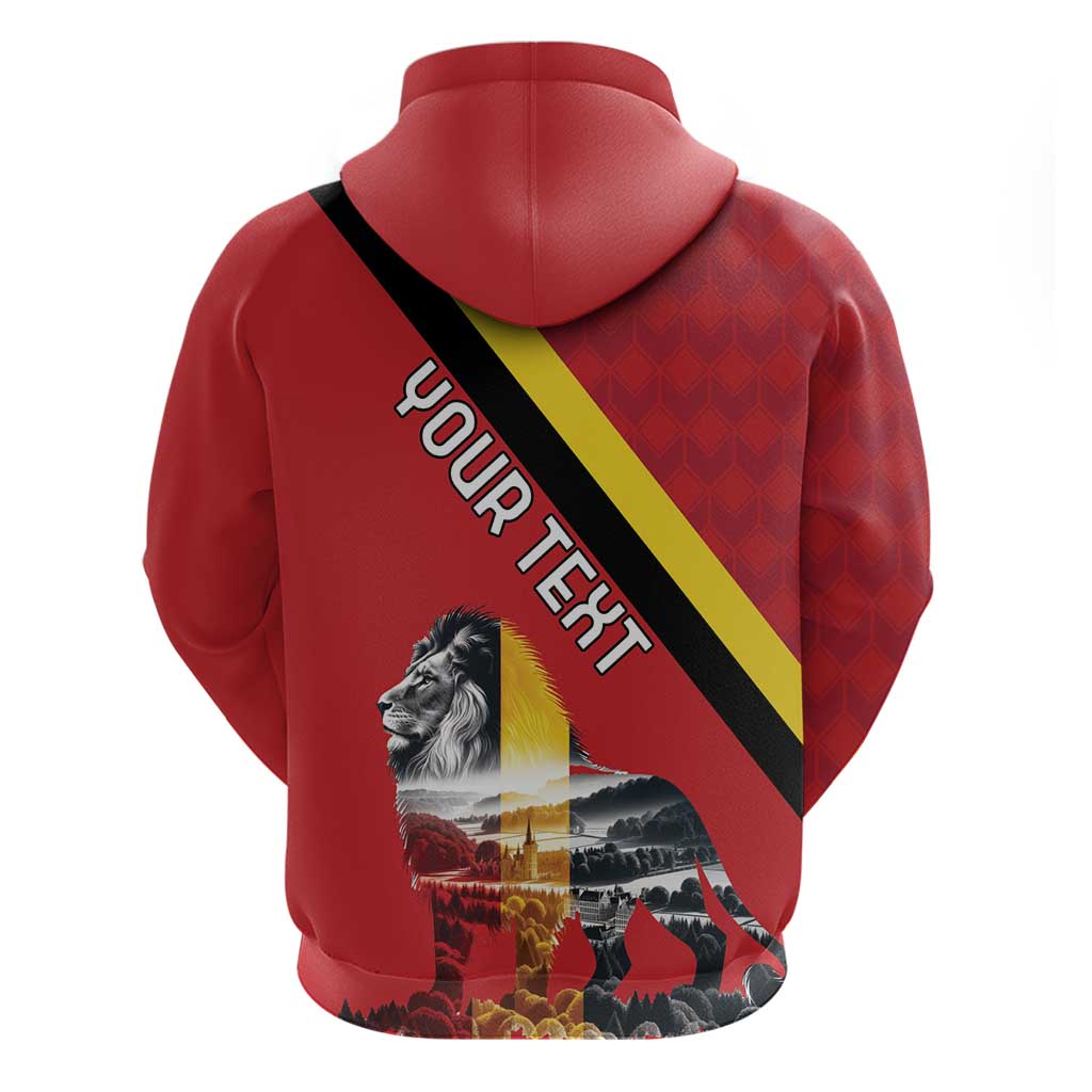 Personalized Belgium Hoodie Lion Rampant With Belgium Flag Colors - Wonder Print Shop