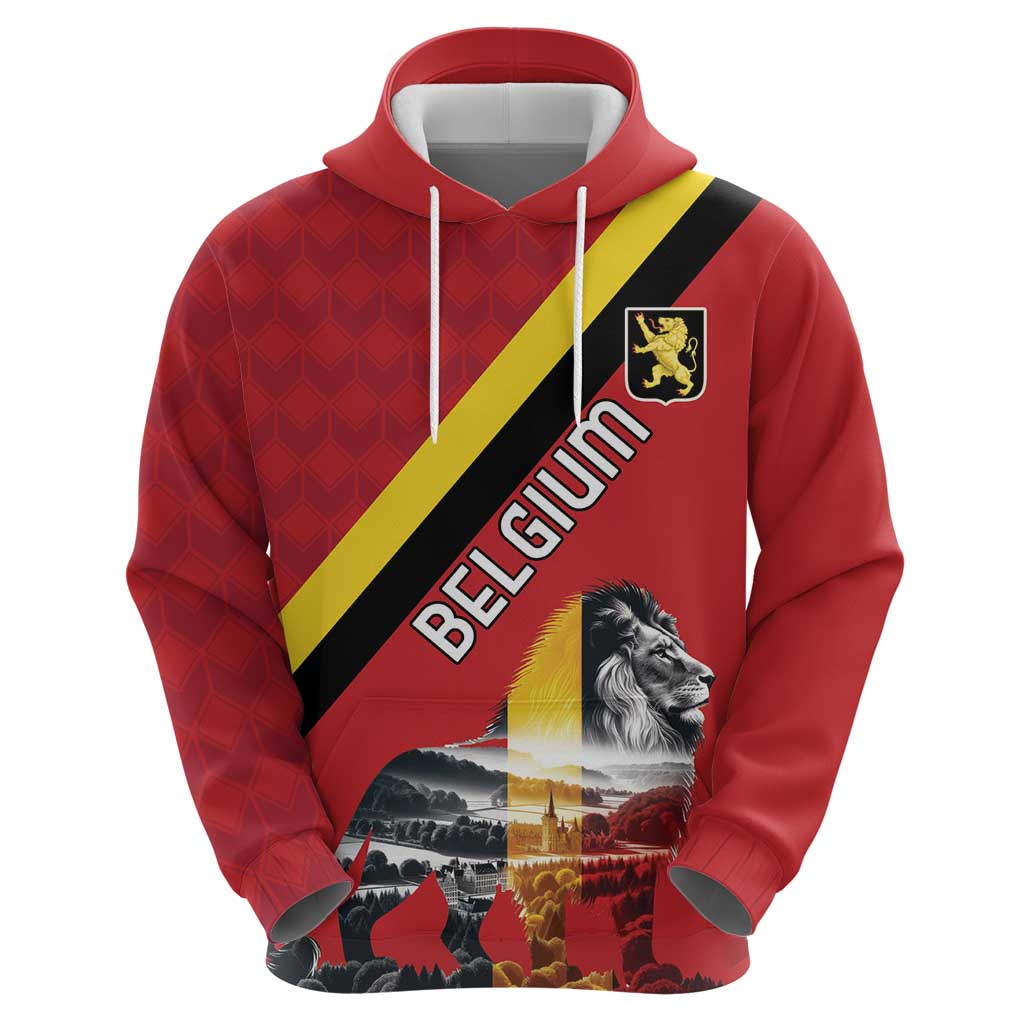 Personalized Belgium Hoodie Lion Rampant With Belgium Flag Colors - Wonder Print Shop