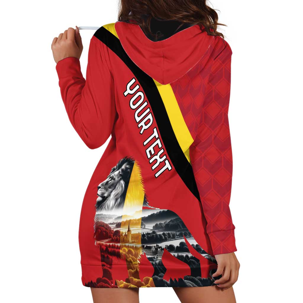 Personalized Belgium Hoodie Dress Lion Rampant With Belgium Flag Colors - Wonder Print Shop