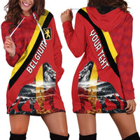 Personalized Belgium Hoodie Dress Lion Rampant With Belgium Flag Colors - Wonder Print Shop