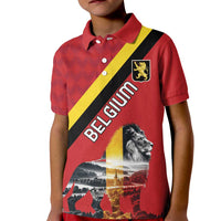 Personalized Belgium Kid Polo Shirt Lion Rampant With Belgium Flag Colors - Wonder Print Shop
