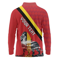 Personalized Belgium Long Sleeve Polo Shirt Lion Rampant With Belgium Flag Colors - Wonder Print Shop