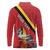 Personalized Belgium Long Sleeve Polo Shirt Lion Rampant With Belgium Flag Colors - Wonder Print Shop