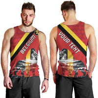 Personalized Belgium Men Tank Top Lion Rampant With Belgium Flag Colors - Wonder Print Shop