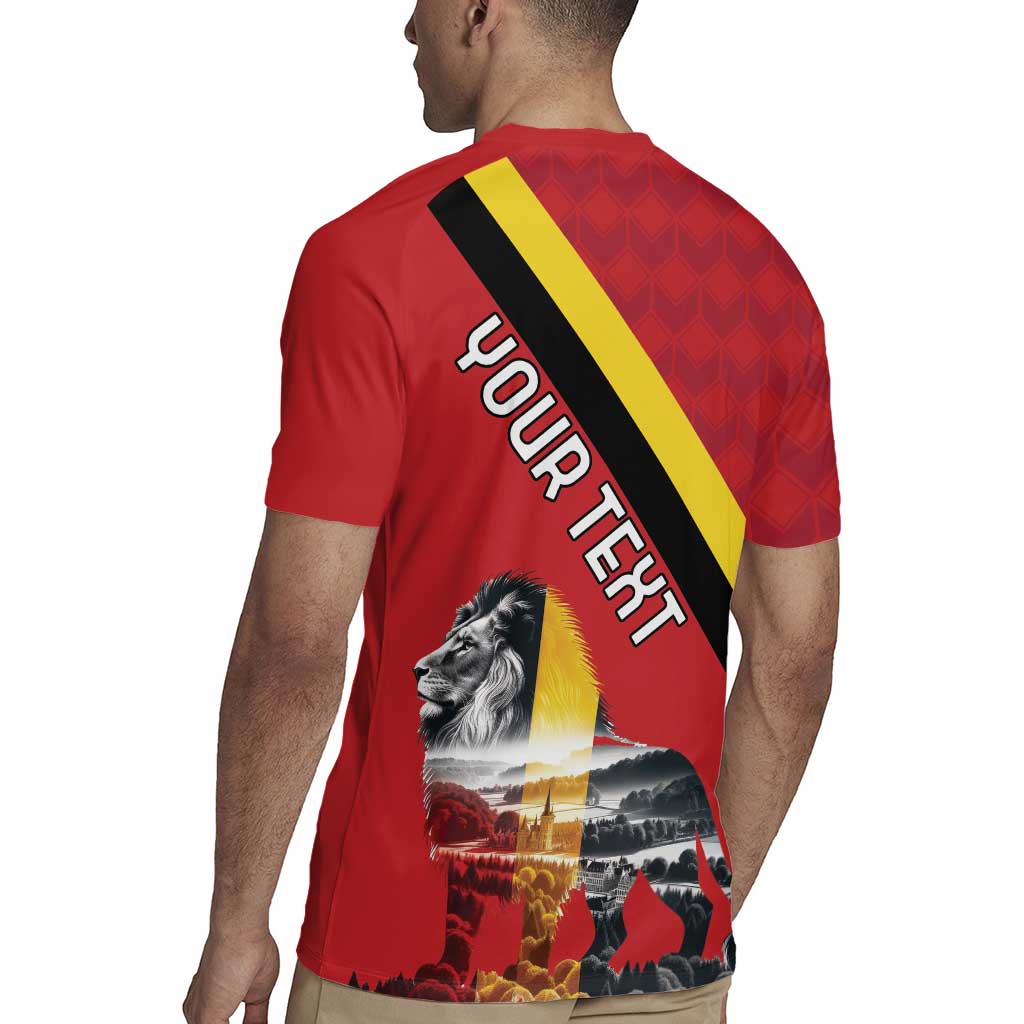 Personalized Belgium Rugby Jersey Lion Rampant With Belgium Flag Colors - Wonder Print Shop