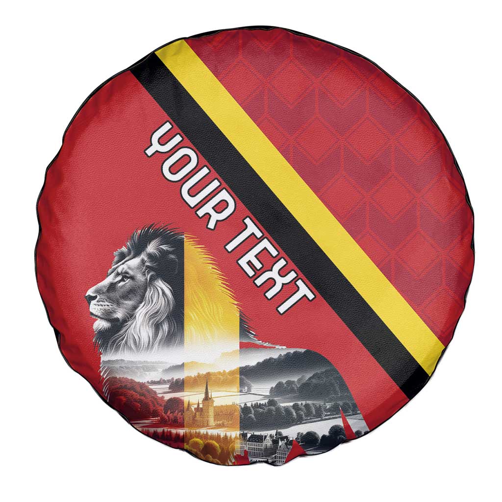 Personalized Belgium Spare Tire Cover Lion Rampant With Belgium Flag Colors - Wonder Print Shop