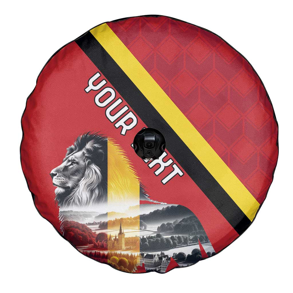 Personalized Belgium Spare Tire Cover Lion Rampant With Belgium Flag Colors - Wonder Print Shop