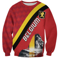 Personalized Belgium Sweatshirt Lion Rampant With Belgium Flag Colors - Wonder Print Shop