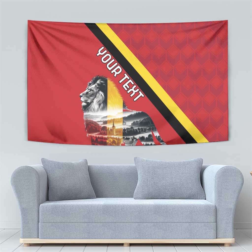 Personalized Belgium Tapestry Lion Rampant With Belgium Flag Colors - Wonder Print Shop