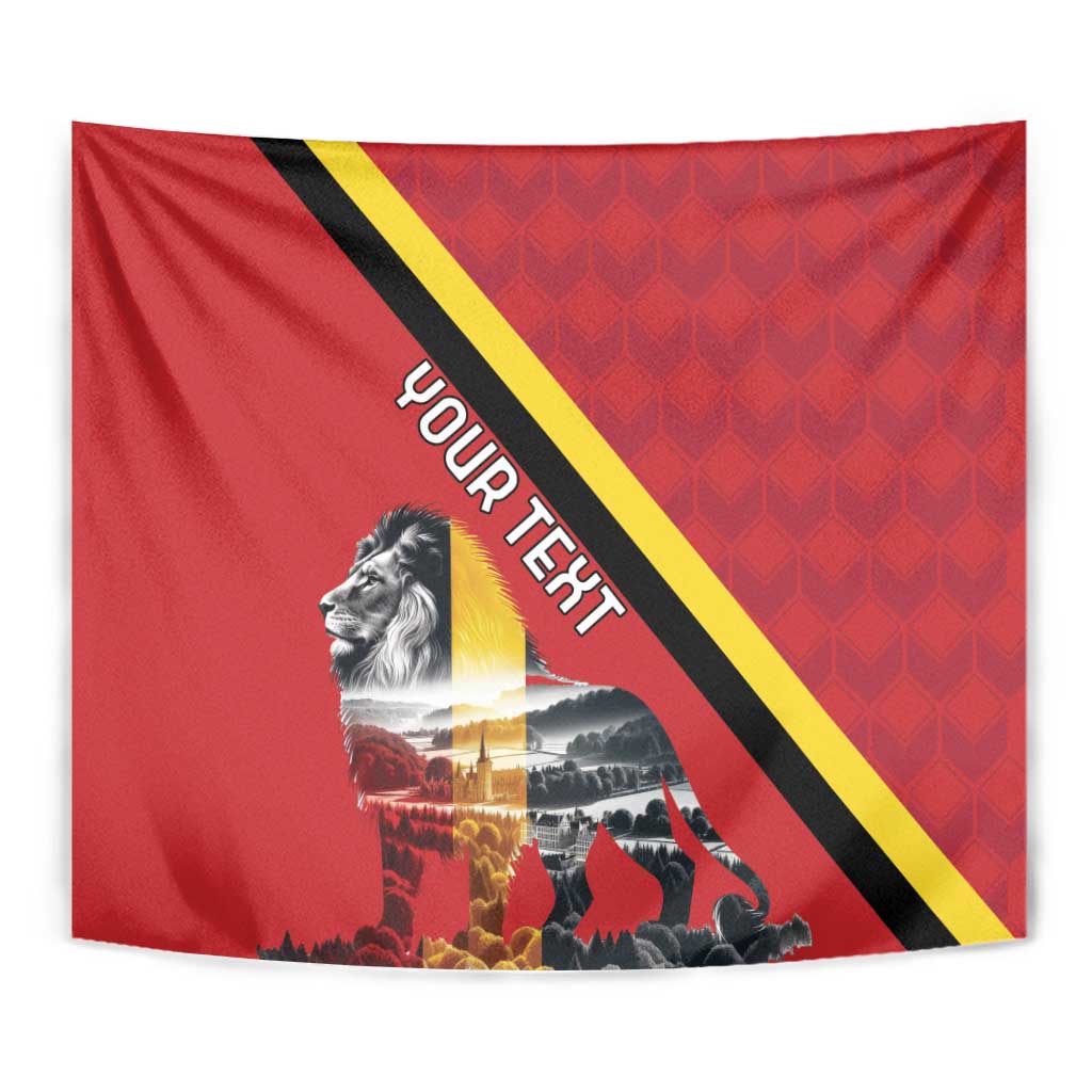 Personalized Belgium Tapestry Lion Rampant With Belgium Flag Colors - Wonder Print Shop