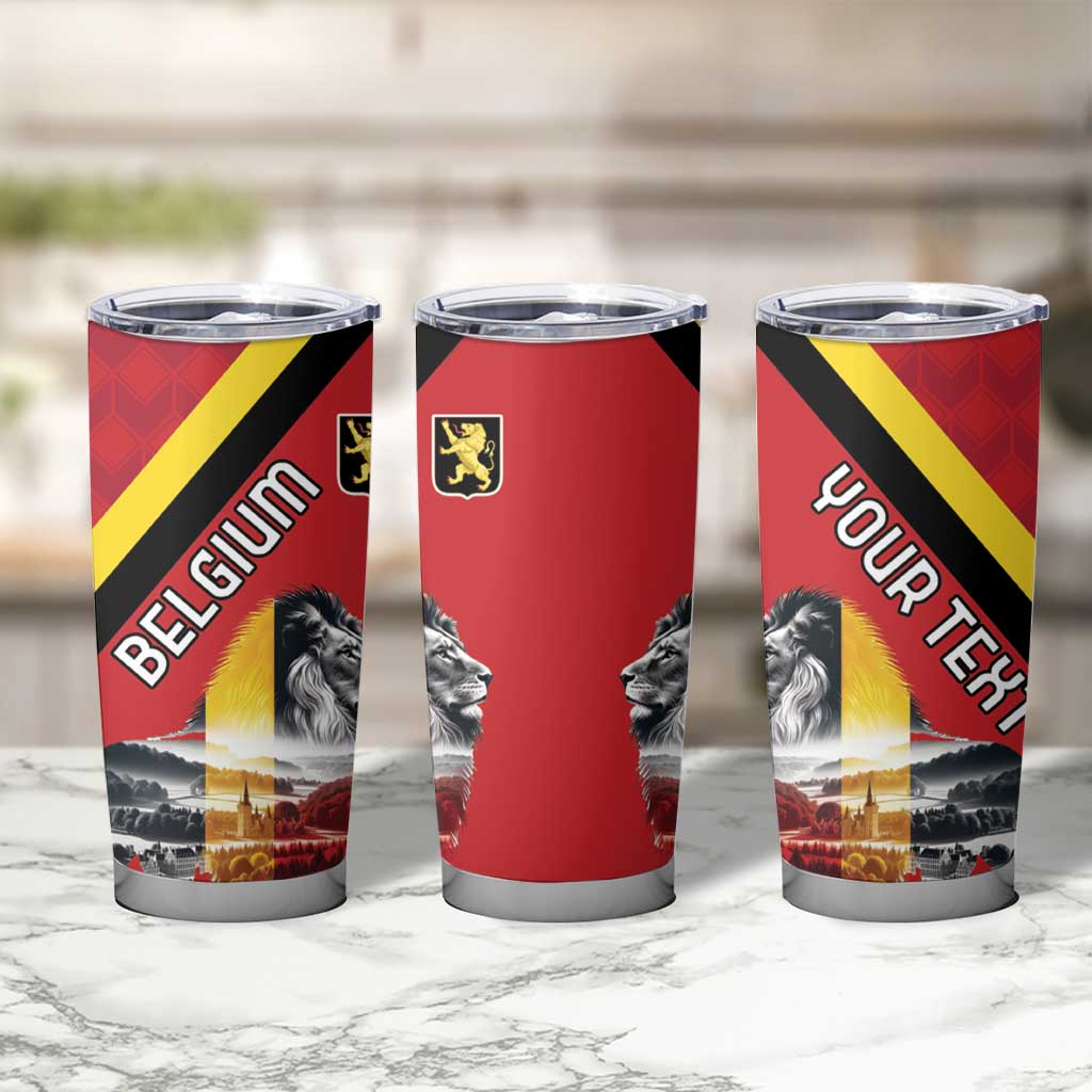 Personalized Belgium Tumbler Cup Lion Rampant With Belgium Flag Colors - Wonder Print Shop