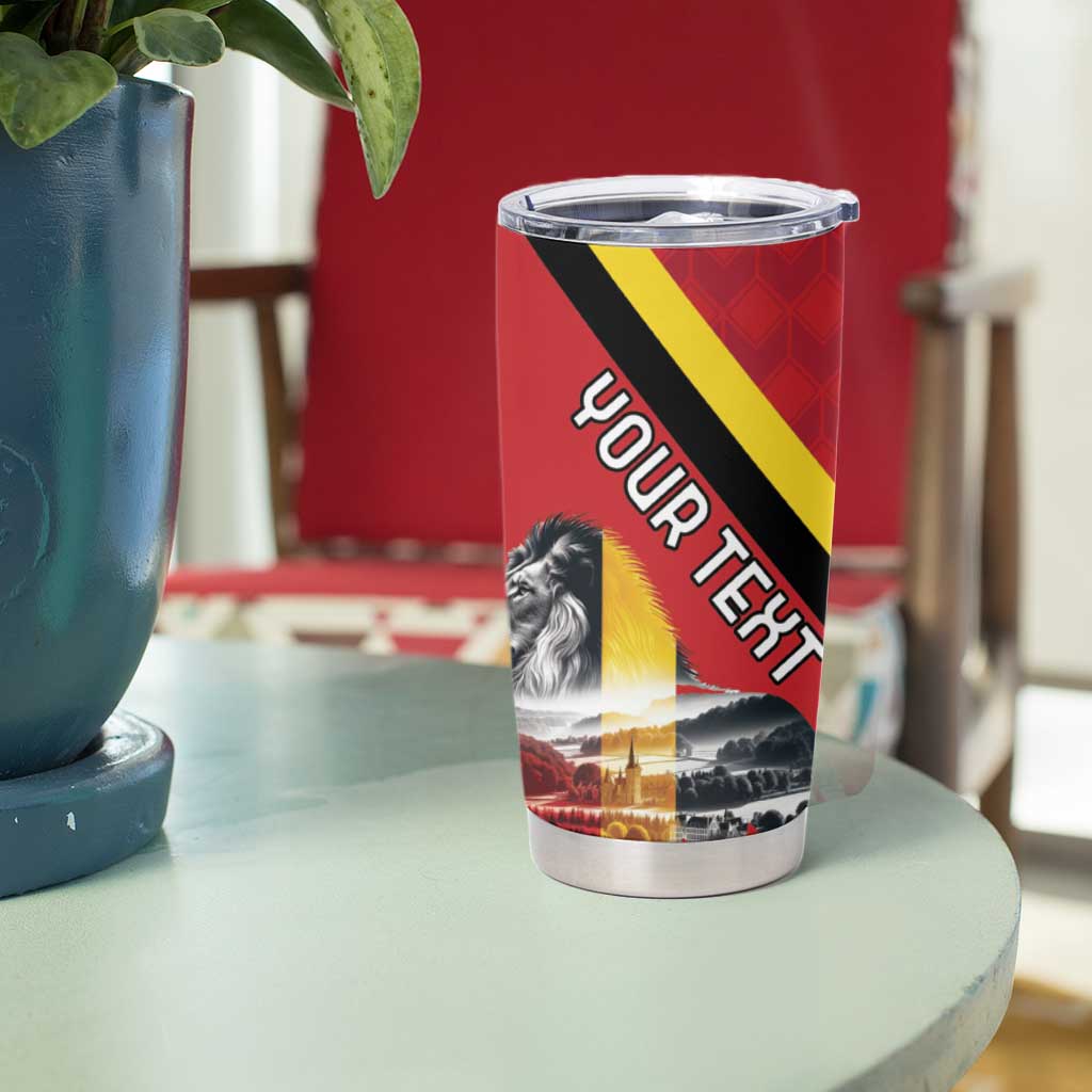 Personalized Belgium Tumbler Cup Lion Rampant With Belgium Flag Colors - Wonder Print Shop