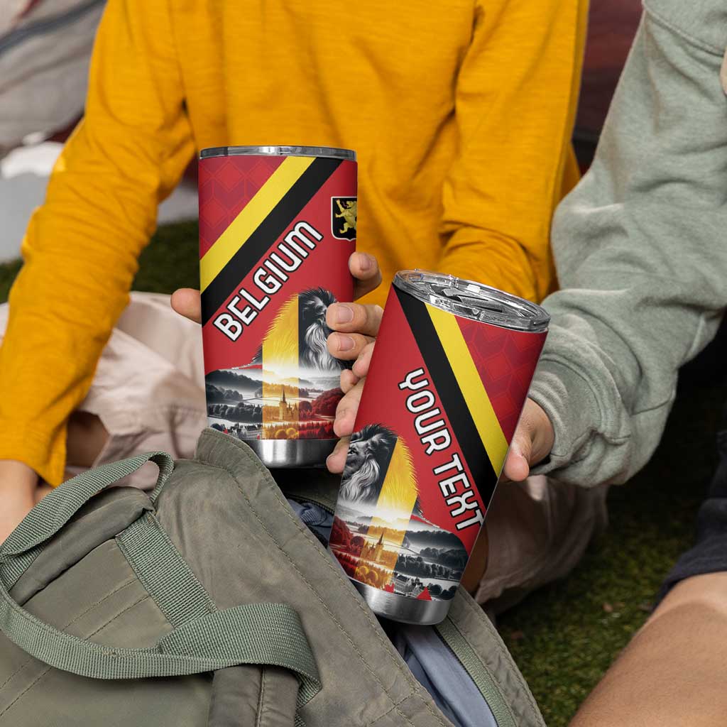 Personalized Belgium Tumbler Cup Lion Rampant With Belgium Flag Colors - Wonder Print Shop