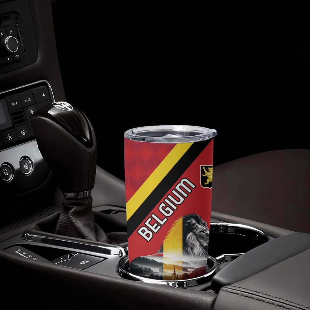 Personalized Belgium Tumbler Cup Lion Rampant With Belgium Flag Colors - Wonder Print Shop