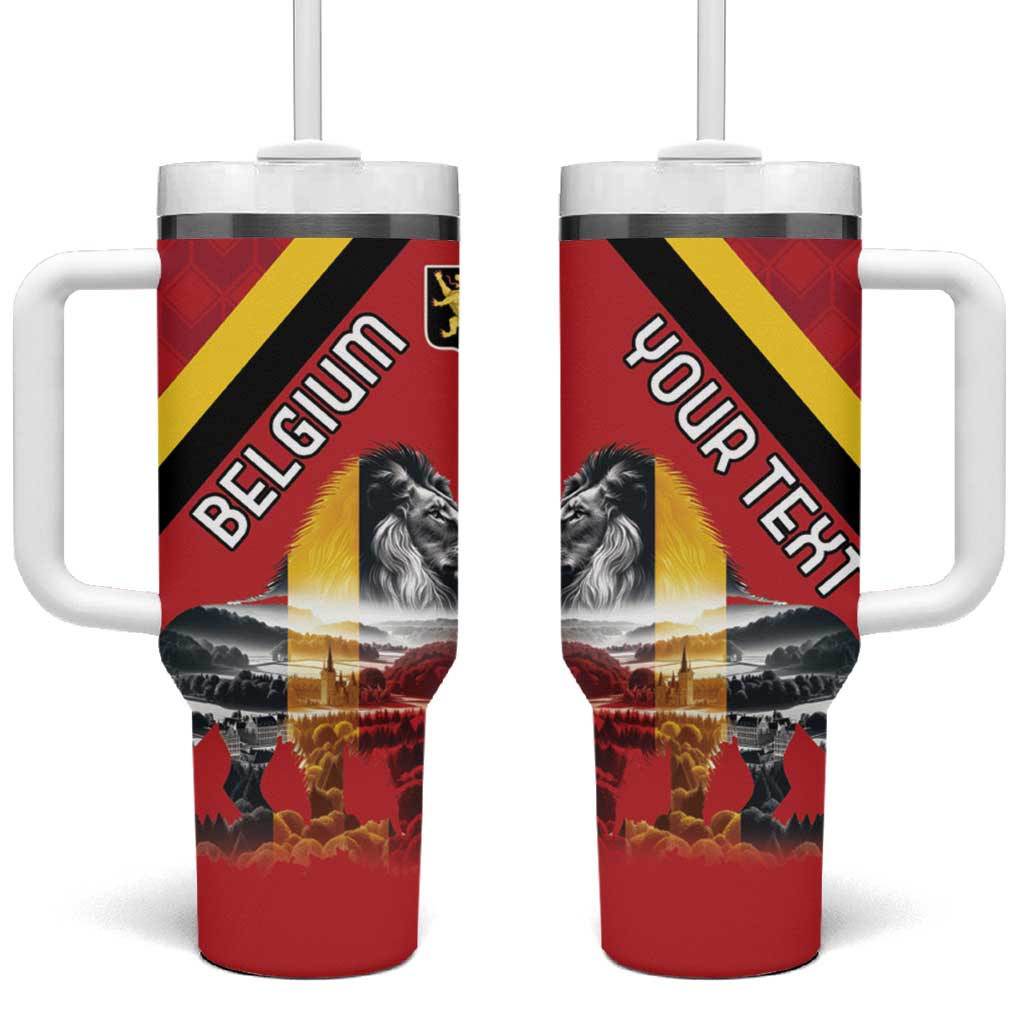 Personalized Belgium Tumbler With Handle Lion Rampant With Belgium Flag Colors - Wonder Print Shop
