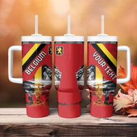 Personalized Belgium Tumbler With Handle Lion Rampant With Belgium Flag Colors - Wonder Print Shop