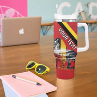 Personalized Belgium Tumbler With Handle Lion Rampant With Belgium Flag Colors - Wonder Print Shop