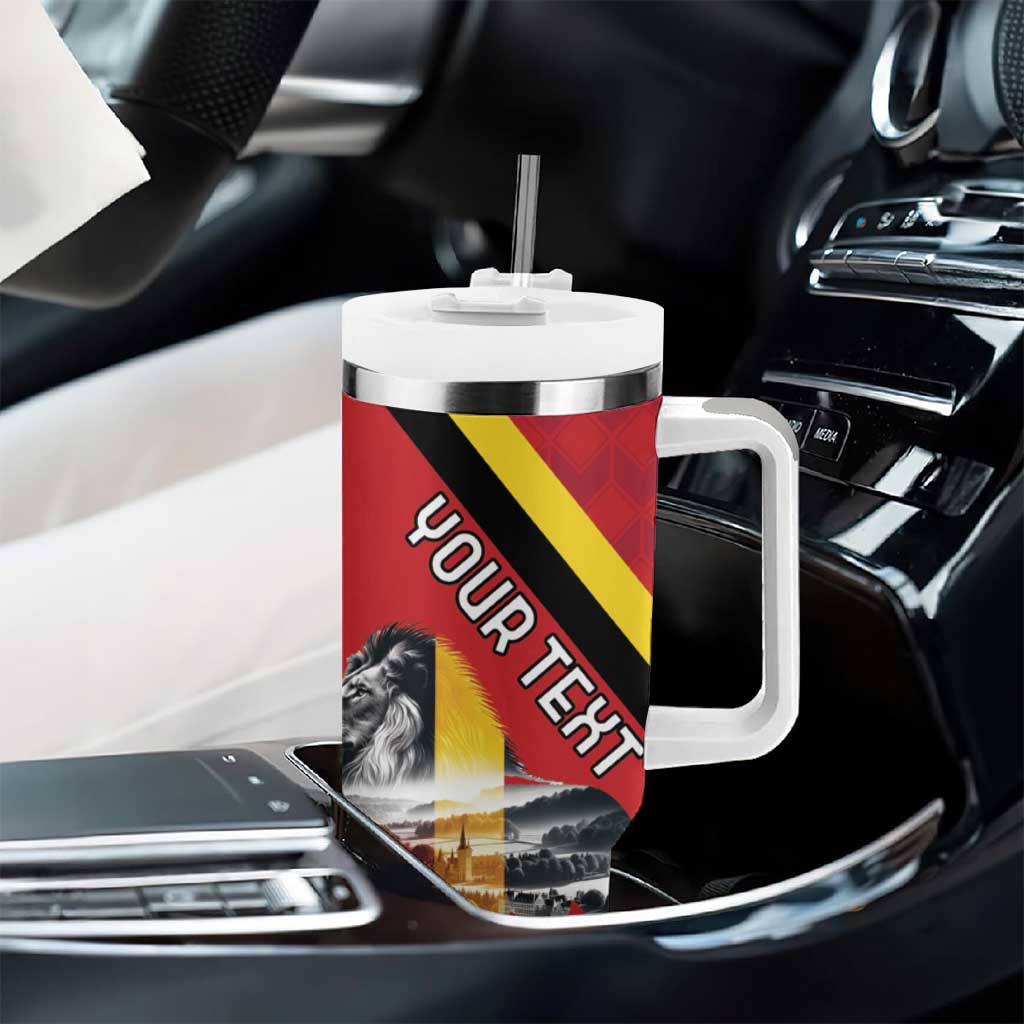 Personalized Belgium Tumbler With Handle Lion Rampant With Belgium Flag Colors - Wonder Print Shop