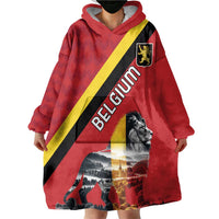 Personalized Belgium Wearable Blanket Hoodie Lion Rampant With Belgium Flag Colors - Wonder Print Shop