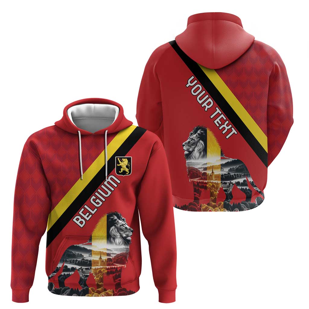 Personalized Belgium Zip Hoodie Lion Rampant With Belgium Flag Colors - Wonder Print Shop