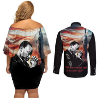 I Have a Dream MLK Day Couples Matching Off Shoulder Short Dress and Long Sleeve Button Shirt The Time Is Always Right To Do What Is Right - Wonder Print Shop