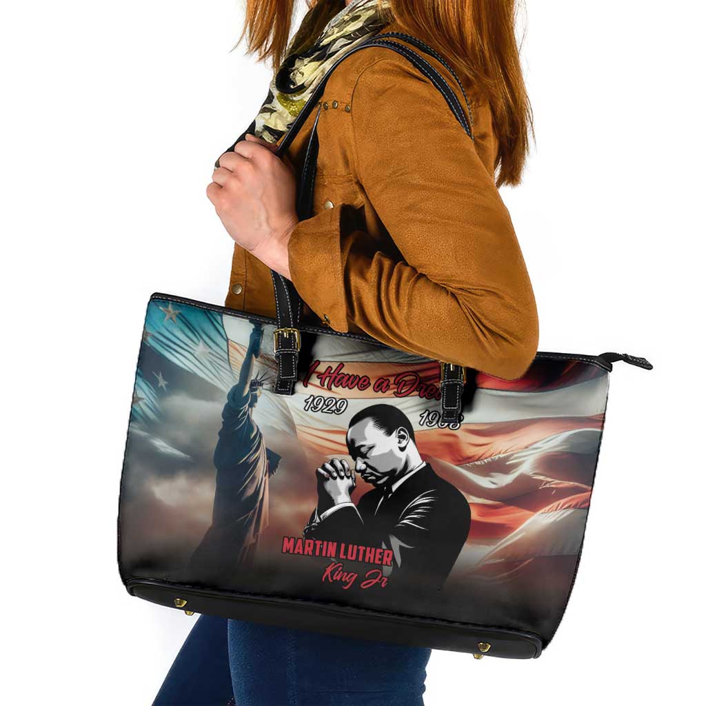 I Have a Dream MLK Day Leather Tote Bag The Time Is Always Right To Do What Is Right - Wonder Print Shop