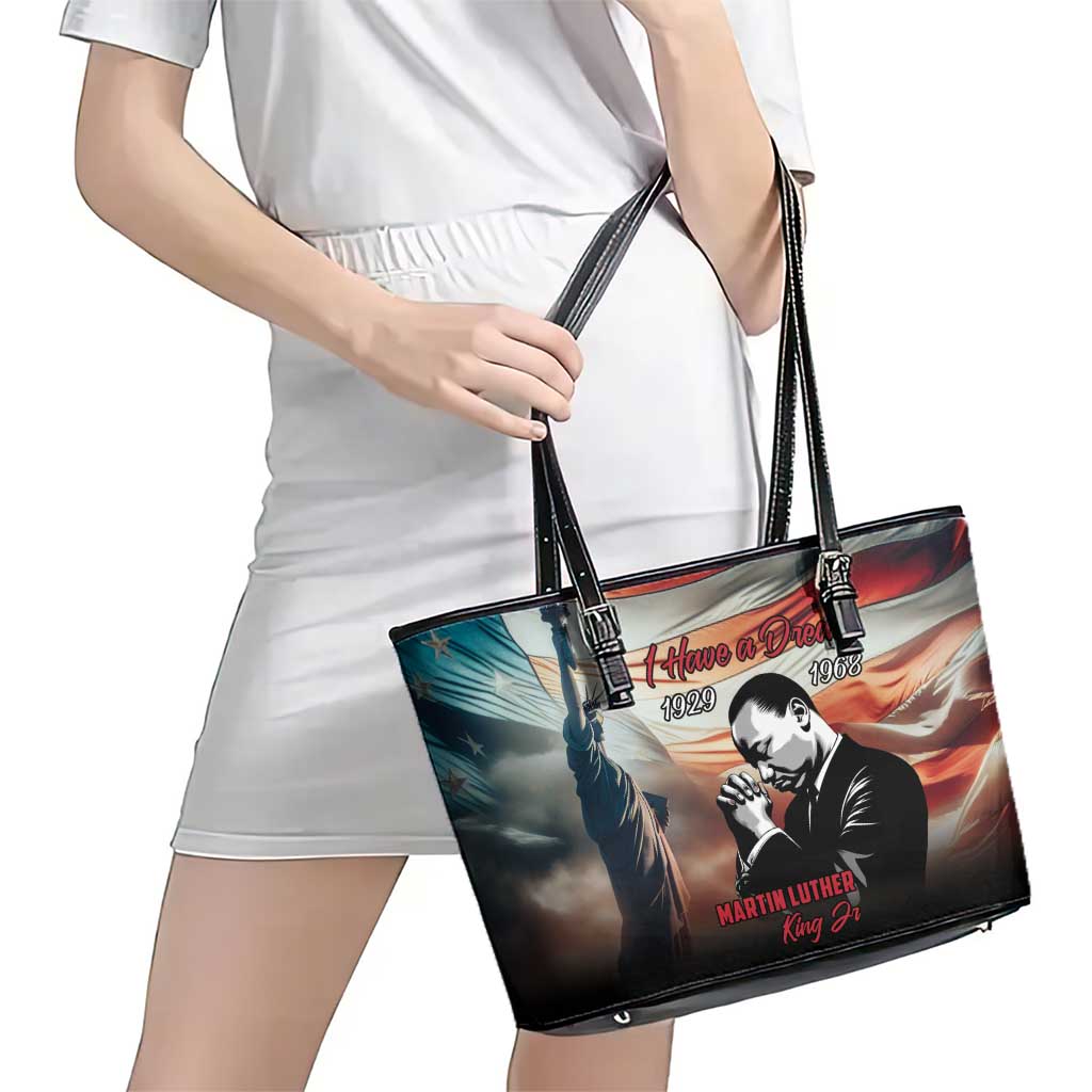I Have a Dream MLK Day Leather Tote Bag The Time Is Always Right To Do What Is Right - Wonder Print Shop