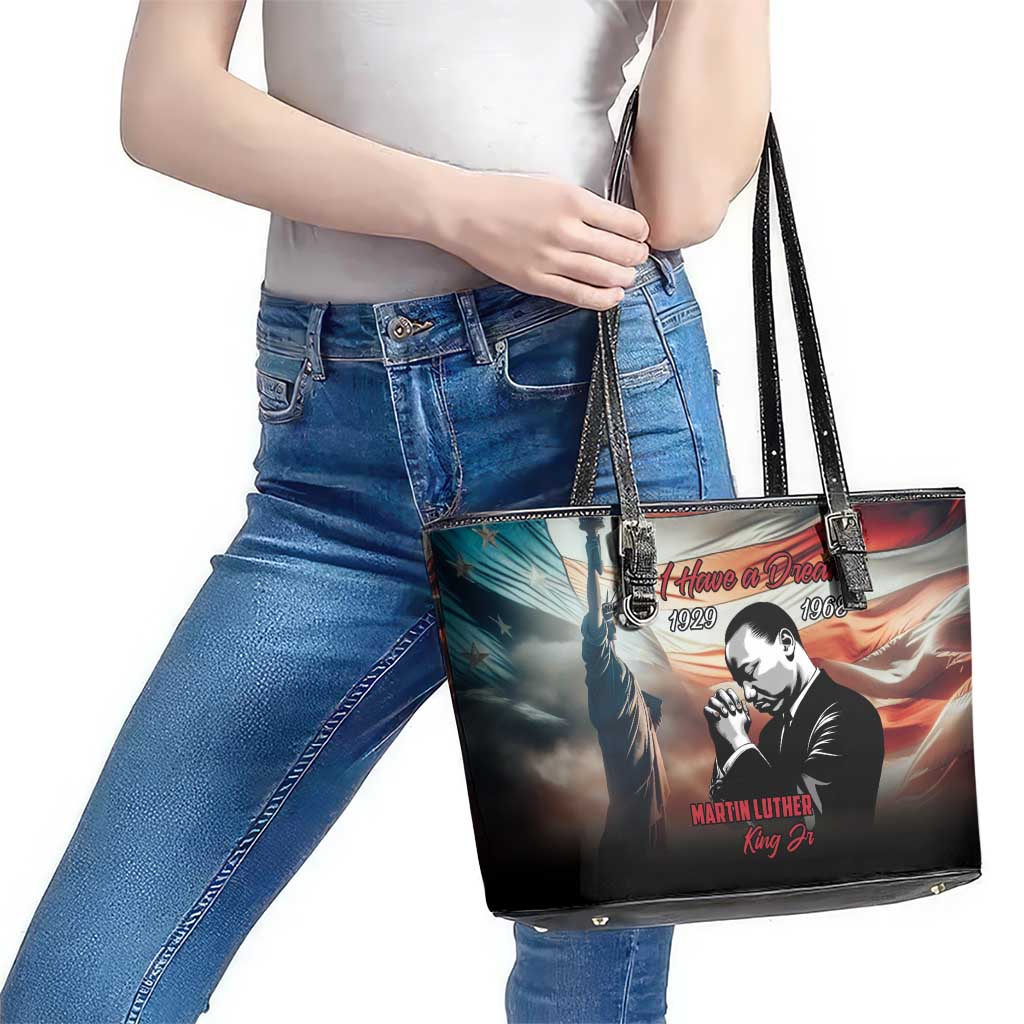 I Have a Dream MLK Day Leather Tote Bag The Time Is Always Right To Do What Is Right - Wonder Print Shop
