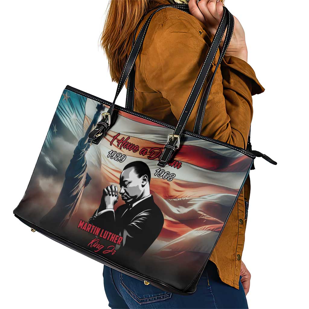 I Have a Dream MLK Day Leather Tote Bag The Time Is Always Right To Do What Is Right - Wonder Print Shop