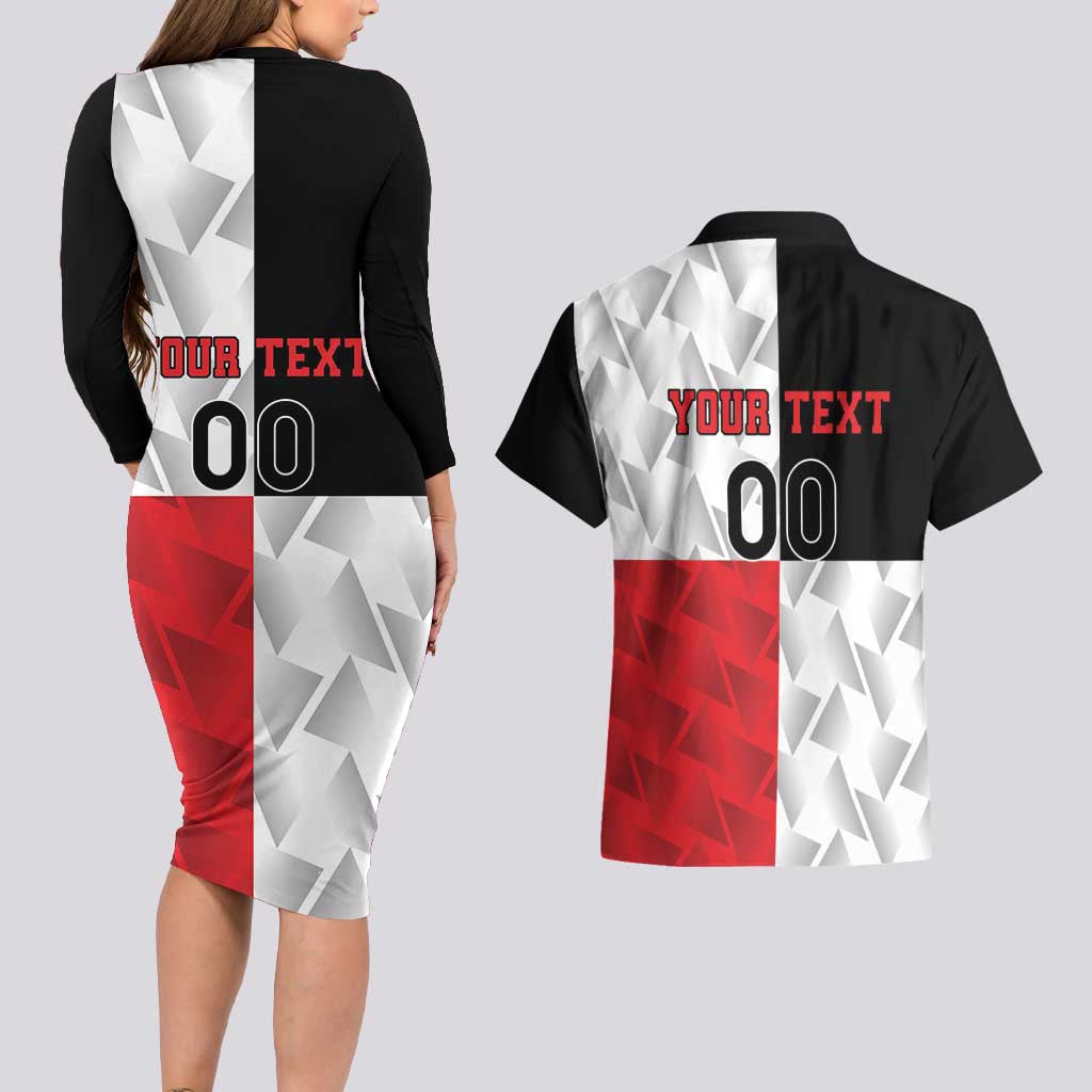 Custom Malta Rugby Couples Matching Long Sleeve Bodycon Dress and Hawaiian Shirt L-imtaten Go Champions - Wonder Print Shop