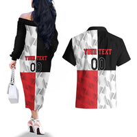 Custom Malta Rugby Couples Matching Off The Shoulder Long Sleeve Dress and Hawaiian Shirt L-imtaten Go Champions - Wonder Print Shop