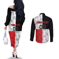 Custom Malta Rugby Couples Matching Off The Shoulder Long Sleeve Dress and Long Sleeve Button Shirt L-imtaten Go Champions