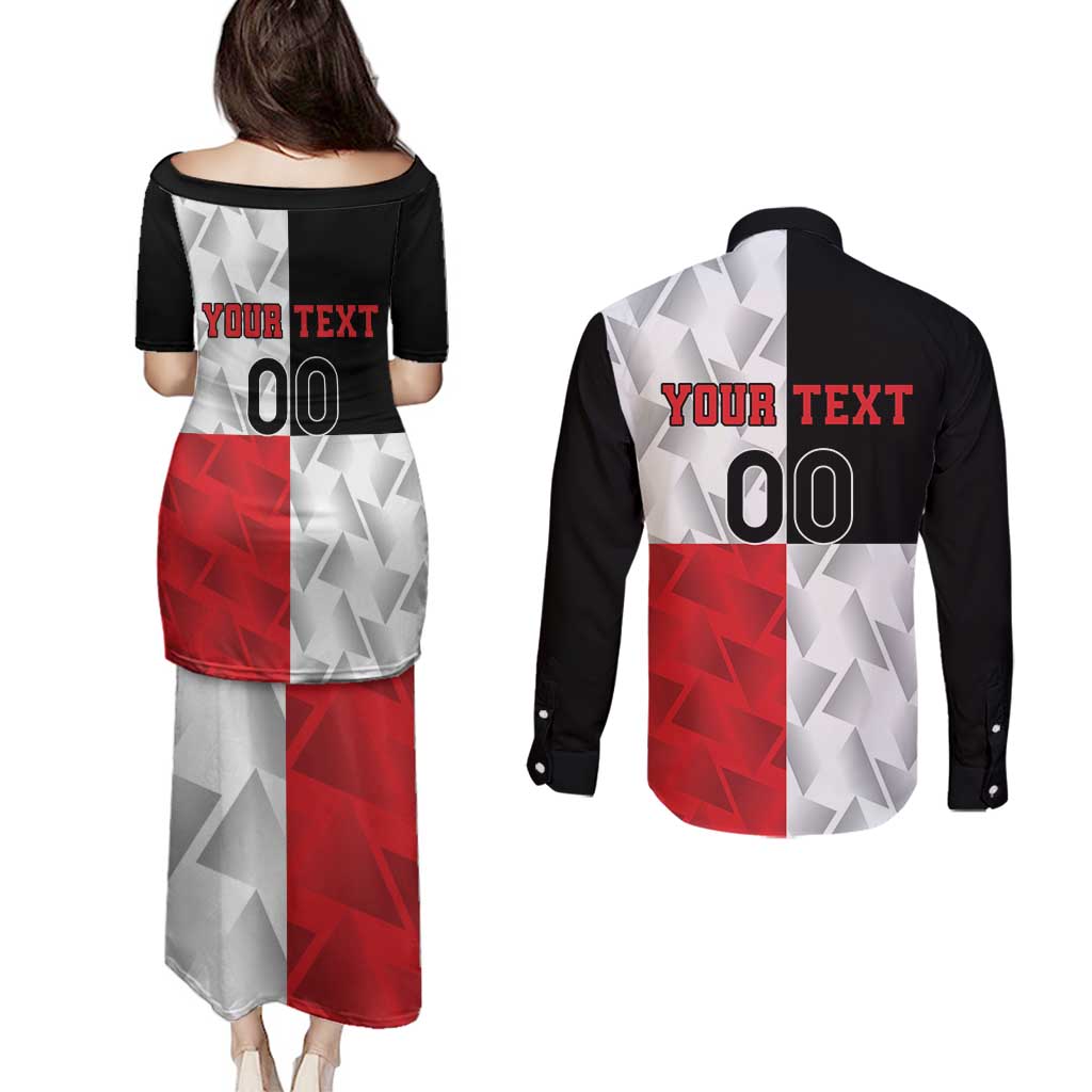 Custom Malta Rugby Couples Matching Puletasi and Long Sleeve Button Shirt L-imtaten Go Champions - Wonder Print Shop